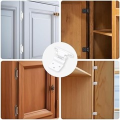 50 Pack 25 Pairs 3/8″ Inset Cabinet Door Hinges – White Offset Self Closing Hing