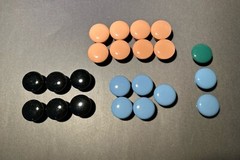 20 Enameled Porcelain Cupboard/drawer Knobs In Blk/Blue/ Ballet Pink Pre-owned