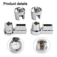 1 Set Chrome Plating Bath Hinge Brackets for Shower Door Glass Support