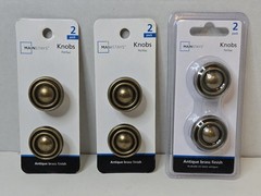Mainstays 2 Pack Perillas 1″ Screws Antique Brass Finish Replacement Knobs 3pk