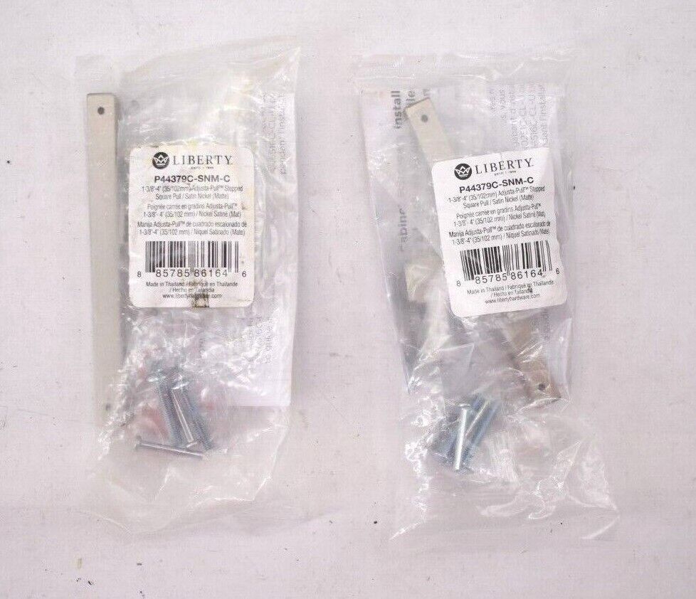 Lot Of 2 Liberty 1-3/8″-4″ Adjusta-Pull Stepped Square Pull Matte Satin Nickel