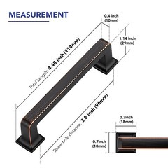 15-Pack 3-3/4in 96mm Oil Rubbed Bronze Cabinet Pulls Solid Zinc Alloy