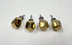 Set of 4 Gold Polished Metal Cabinet Knobs with Fixings Supplied