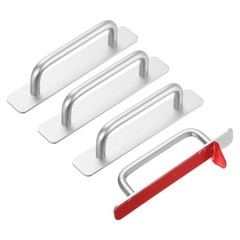 4pcs Adhesive Cabinet Handle 5.8″ Drawer Handles Pulls for Closet Silver Tone