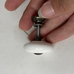 Vintage Cabinet Knob Pulls White Porcelain Brass Center Dot Small 1″ Circle 7qty