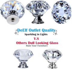 Glass Cabinet Knobs 30mm Crystal Diamond Drawer Pulls 26 pcs Kitchen Bathroom