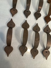 8- OLD STYLE Vintage Colonial Hammered Copper Plated Cabinet Door Pull Handles
