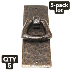 5-pack lot Keeler Kingston Antique Satin Bronze Solid Ring Pull & Backplate M86