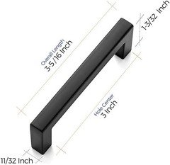 30 Pack 3″ Cabinet Drawer Pulls Matte Black Square Bar Kitchen Handles