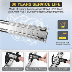 32″ Heavy Duty Full Extension Drawer Slides – 100 lbs Capacity Metal Rails