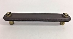 Vicenza Designs K1170 5in Pull Sanzio Lines/Dots Brown Leather Antique Brass $86