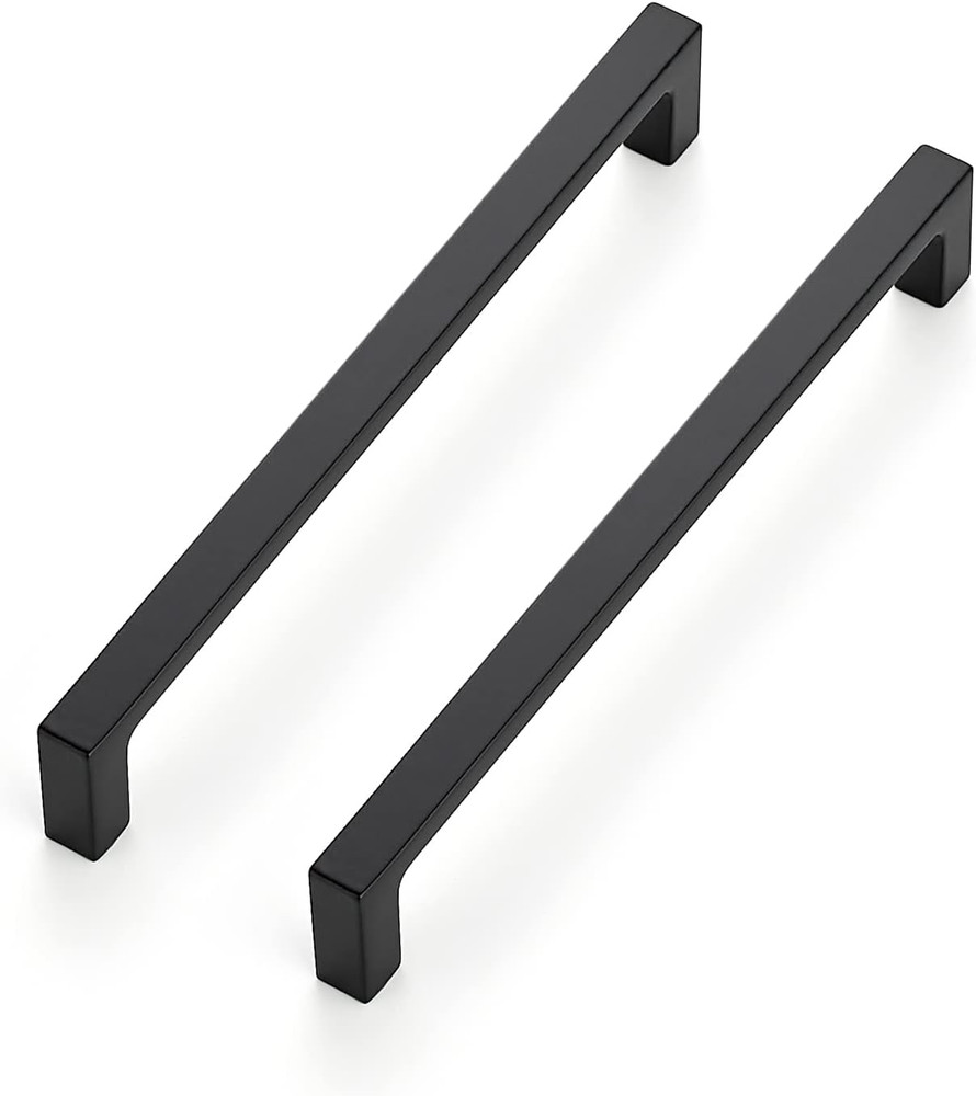 50 Pack 6-1/4 Inch Hole Centers Matte Black Cabinet Pulls Handles – Solid Drawer