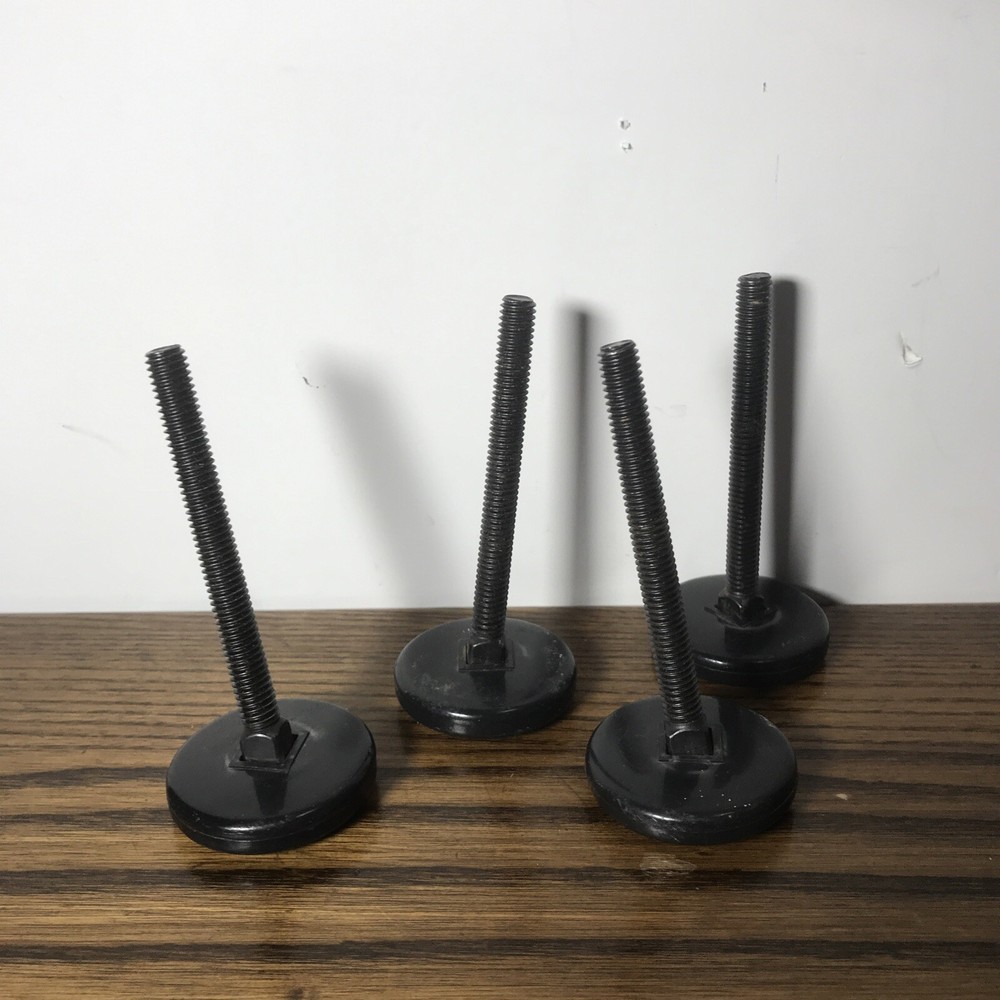 Lot of 4 Swivel 4 1/4” Adjustable Screw Mount Leveling Plastic Base 3/8 -16