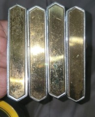 Vtg. Set Of 4 Silver/Brass Gold Art Deco Pull Handles Chunky Cabinet / Drawer