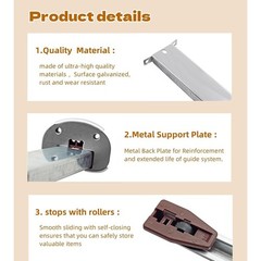Metal Drawer Slide Replacement for Various Dressers and Nightstands, Drawer1548
