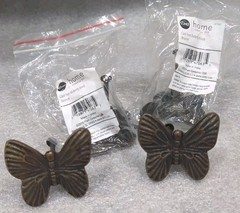 4X Dritz Home Butterfly Cast Iron Drawer Pulls Cupboard Handle Hardware Bronze