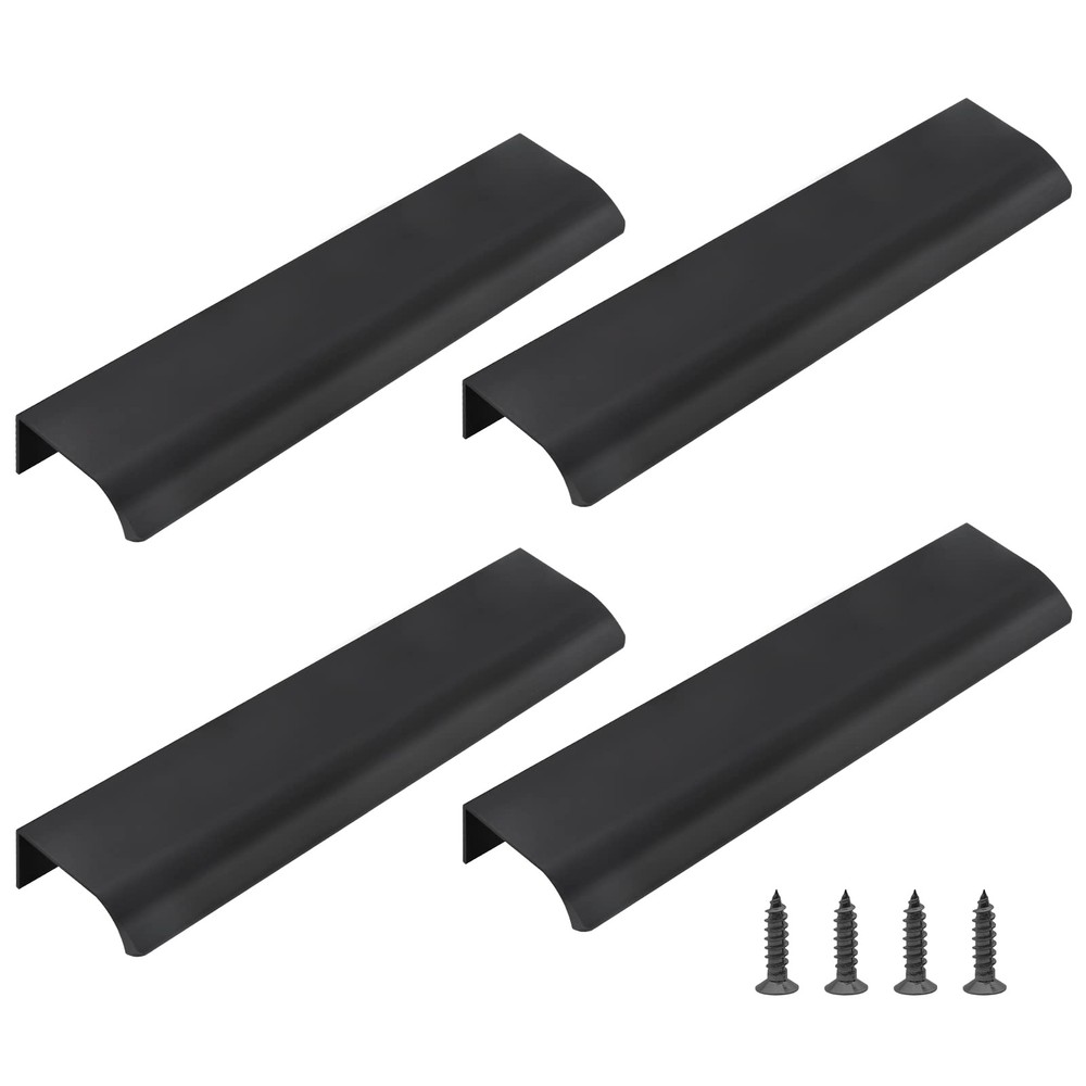 Qjaiune Black Back Mount Finger Edge Pull 200mm / 200mm/7.87″ – 4 PCS,