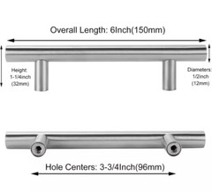 homdiy 20 Pack 6” Brushed Nickel Handle Cabinet Pulls 3-3/4” Centers Stainless
