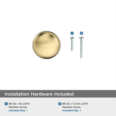 | Cabinet Knob | Polished Brass | 1-1/4 inch (32 mm) Diameter | Edona | 1 Pack |