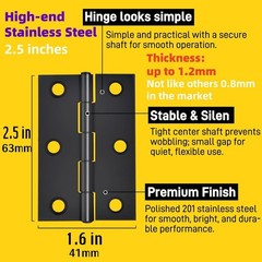 ELAINEDE 20-Piece 2.5″ Door Hinge Set Stainless Steel Black w/ Screws