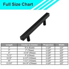 Matte Black Modern Square Cabinet Handles Bar Pulls Knob Kitchen Stainless Steel