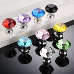 1/5X Diamond Crystal Glass Door Knob Kitchen Drawer Cupboard Cabinet Handle Pull