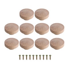 40PCS 5×2.5cm Wood Knobs for Cabinet Drawer Wood Color