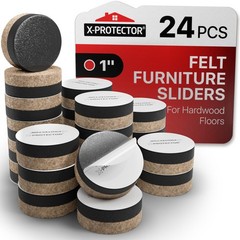 Felt Furniture Sliders For Hardwood Floors – 24 Pcs 1” | Self-adhesive Furniture
