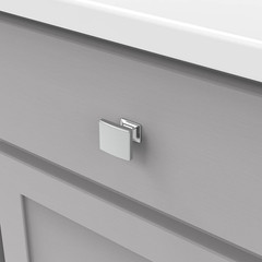 Forge Collection Knob 1-7/16 In. X 1-1/4 In. Polished Chrome Rectangular Cabinet