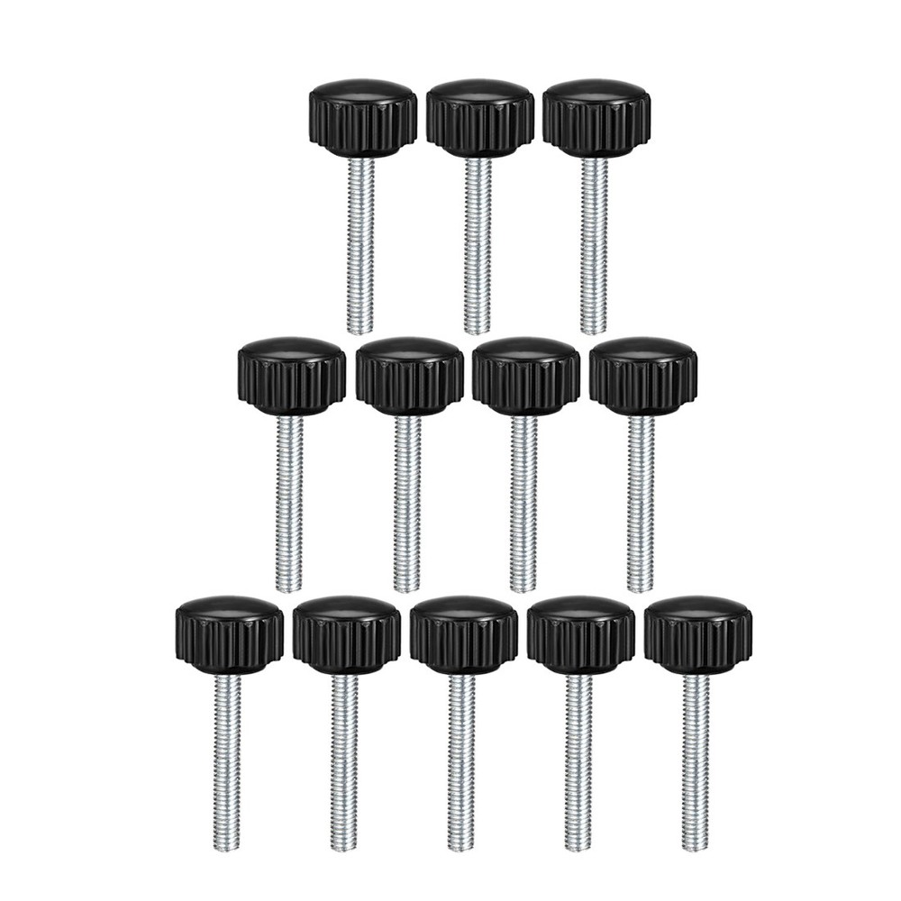 12pcs Knurled Clamping Knobs M4 x 30mm Zinc Plated Carbon Steel Thread 16mm Head