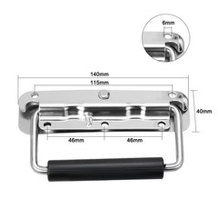 140mmx40mm Stainless Steel Toolbox Box Case Chest Ring Pull Handle Silver Tone