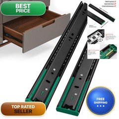 Homdiy 1 Pair 2 Packs 16 Inch Full Extension Ball Bearing Drawer Slides Black