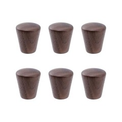 6pcs Wood Cabinet Knobs Cone Shape Walnut Wood 0.94″ × 1.1″;Black Walnut;6PCS