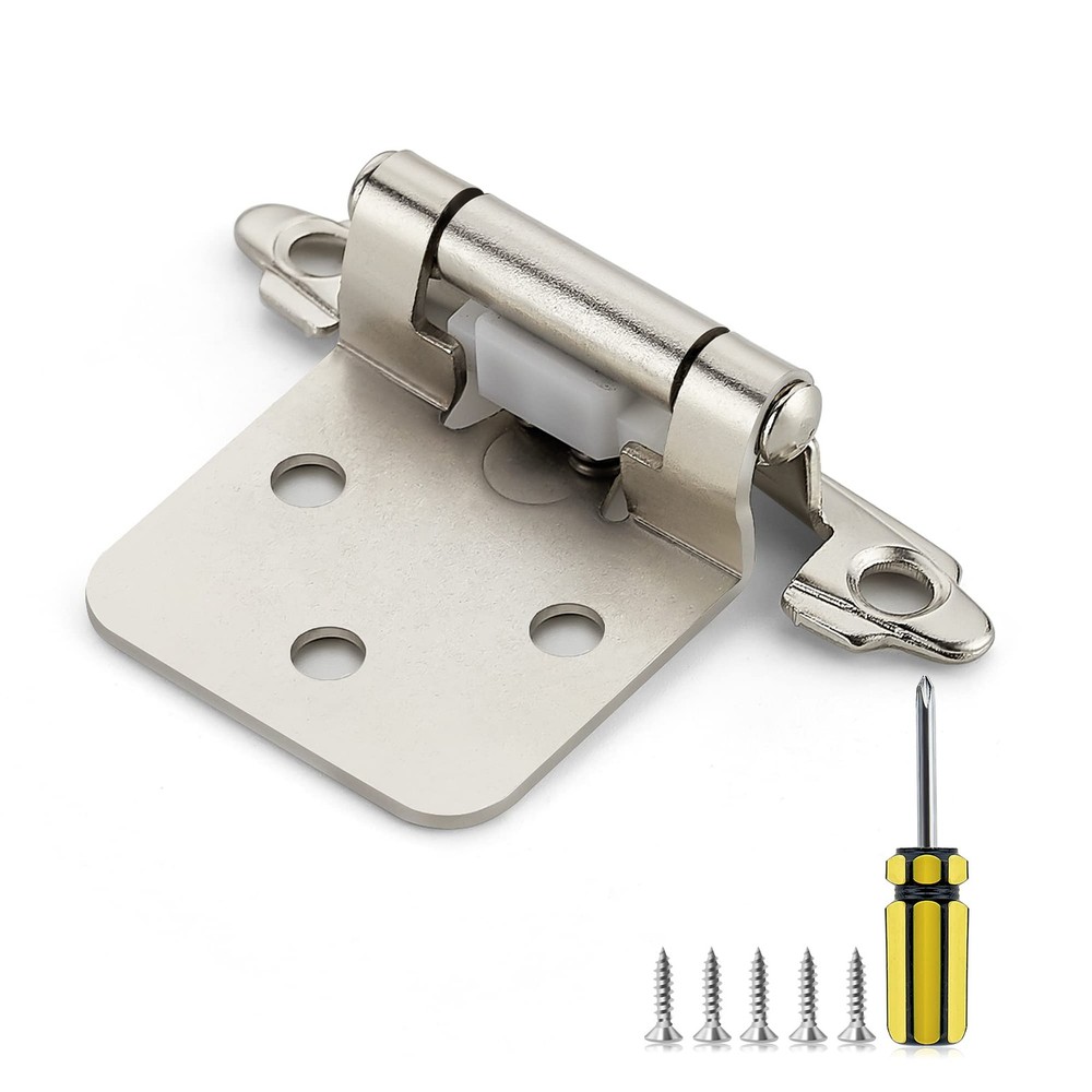 Ravinte 50 Pack 25 Pairs 1/2 Inch Overlay Cabinet Door Hinges Kitchen Satin Nick