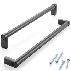 1 Pack 8-13/16 Inch Hole Centers, Knurled Matte Black Cabinet Pulls Black Cab…