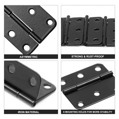Auvotuis 1.5×1.3 Inch Black Metal Butt Hinges, 24Pcs