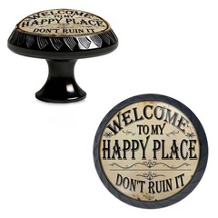 Yiruhe 4 Pack Welcome to My Happy Place Funny 4PCS – 1.37″L x 1.1″W, Black