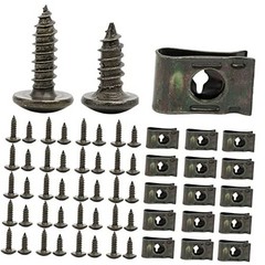 200Pcs Automotive U Tape Clip Fastener Self-tapping Screw+U Tape Clips 200PCS