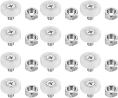 12 Pcs 19Mm Drawer Rollers, White Plastic Replacement Wheels with Bearings & Nut