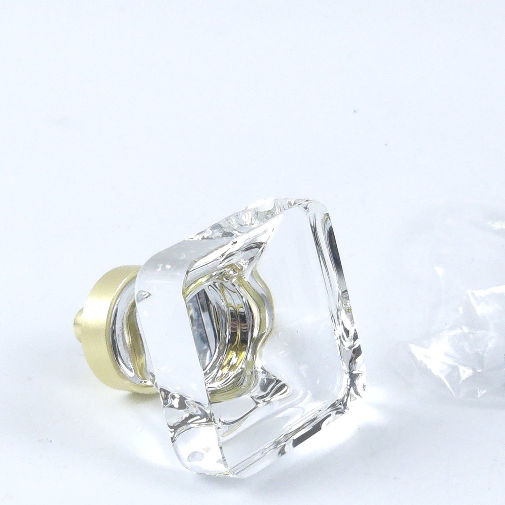 4 Pack Champagne Crystal Drawer Knobs Glass Kitchen Cabinet Knobs, 1-3/8 Inch Sq