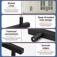 AEEKEL 30 Pack 6 inch Square Cabinet Handles Matte Black Drawer Pulls, 3-3/4 Hol