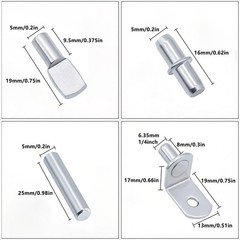 120Pcs Shelf Pins Kit4 Styles Nickel Plated Shelf Support PegsPlated Shelf Pin
