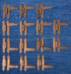 Lot of 14 Used Cabinet HL Hinge Hammered Copper Spade Colonial VTG
