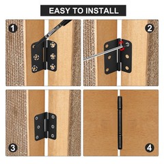 Auvotuis 1.5×1.3 Inch Black Metal Butt Hinges, 24Pcs