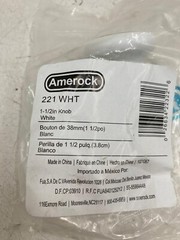 Amerock Cabinet Drawer Knob White 1-1/2″ 38mm 221WHT Lot Of 2