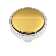Amerock BP1445-263 Polished Chrome 1 1/4″ Cabinet Knob with Brass Flat Top
