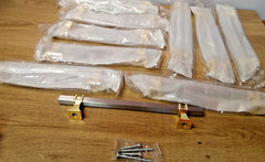 10 Pack Brushed Satin Nickel and Gold Cabinet Pulls 6.3 Inch(160MM) Hole Centers