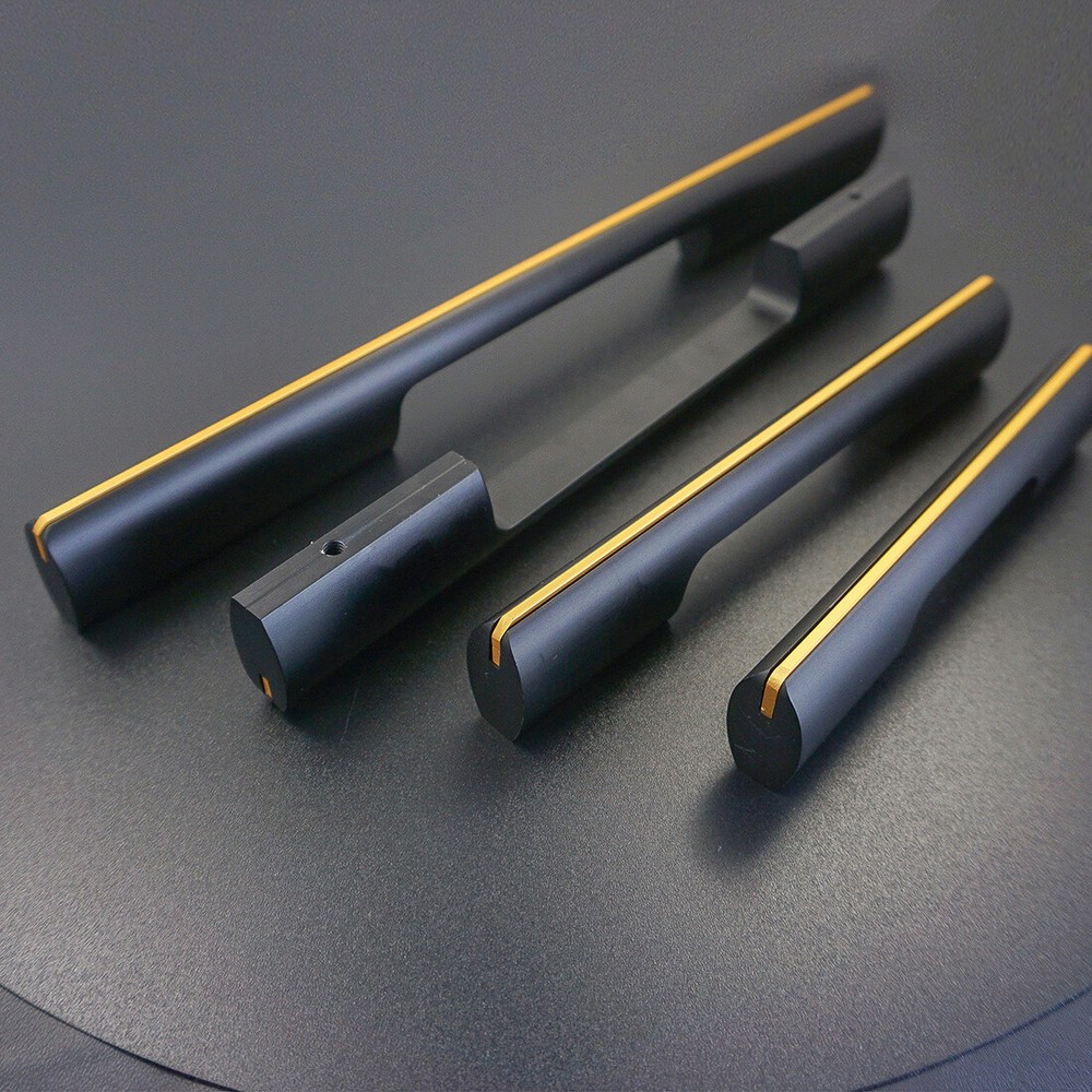 Multi-Size Black Gold Handle Modern Minimalist Style Dresser Wardrobe Handles
