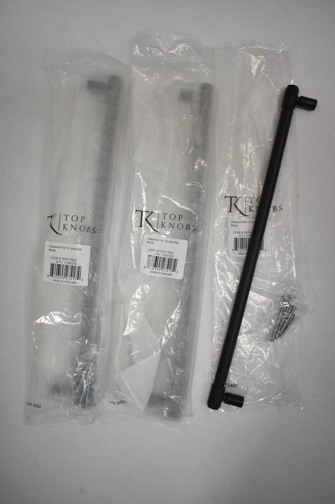 Lot of 3 Top Knobs Regents Park Clarence Bar Pulls Flat Black 12′ L TK3117BLK