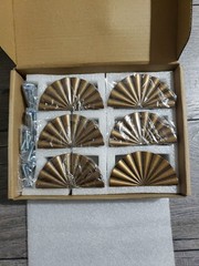 6pk Goo-Ki 2.5”Hole Centers Antique Brass Cabinet Pulls Fan-Shaped Handles
